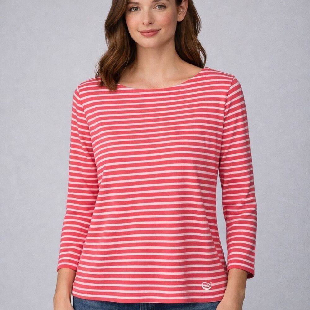 Vineyard Vines‎ Pink Coral Striped Long Sleeve Top Women’s Small